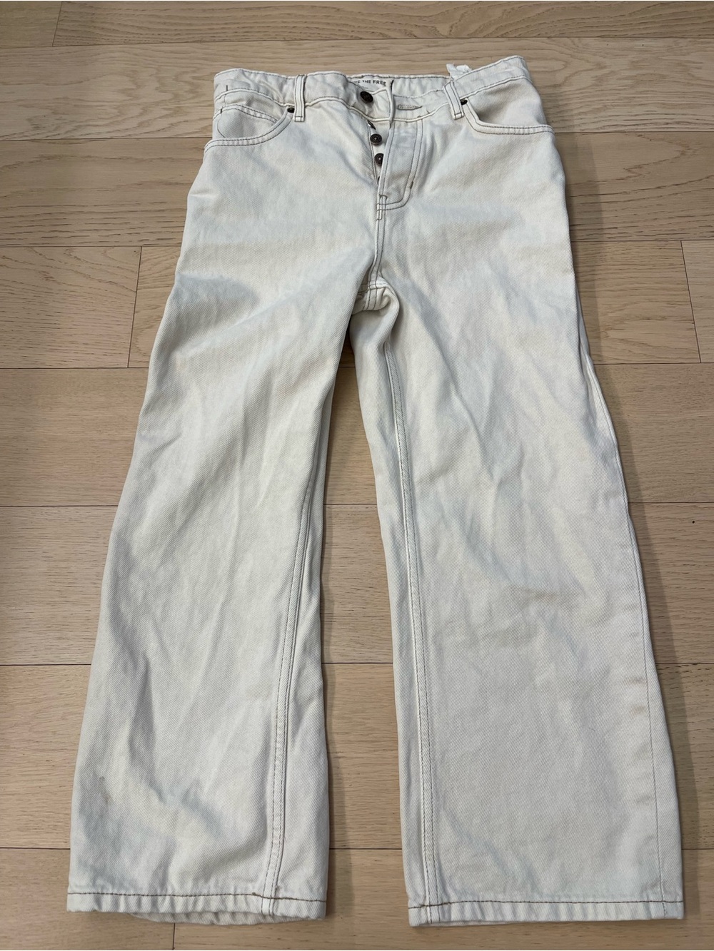 We The Free Cream Wide-Leg Button-Fly Jeans